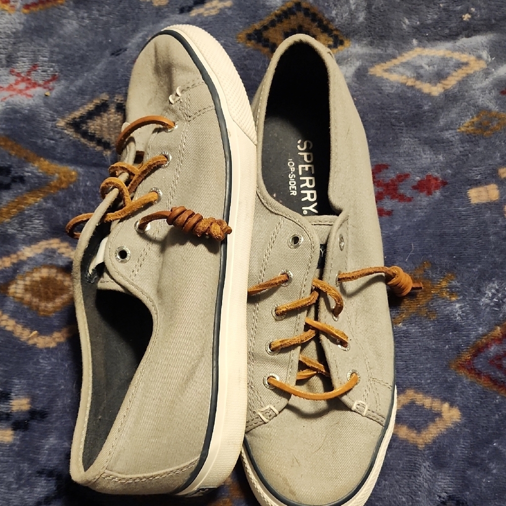 Sperry Womens Gray Canvas Shoes